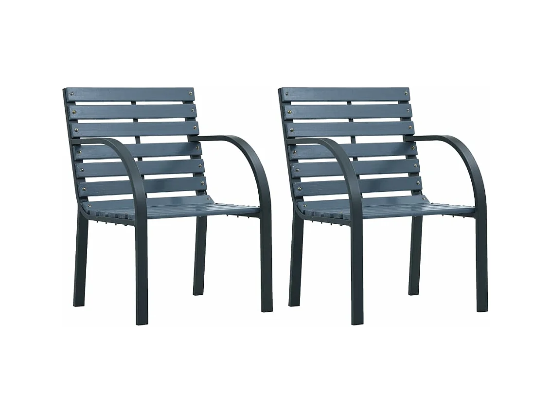 Tuinstoelen set van 2 massief dennenhout gepoedercoat staal