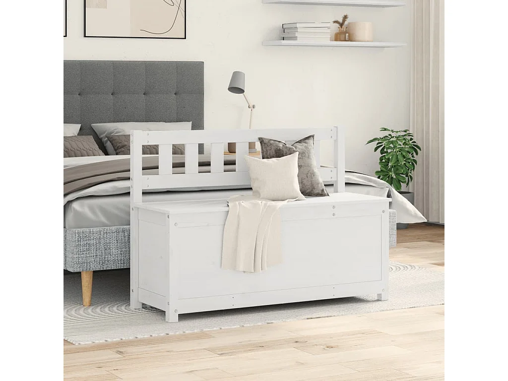 Banc Blanc 110x41x76,5 cm Bois de pin massif