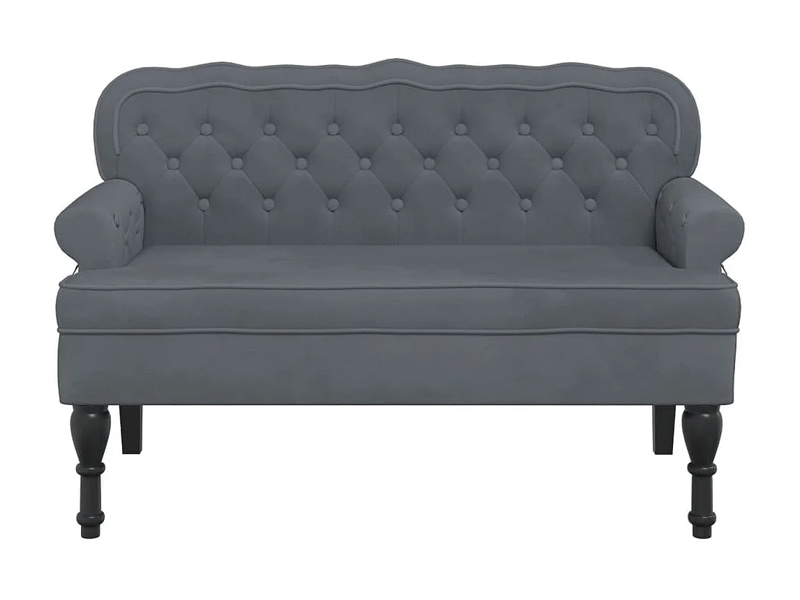 Banco com encosto cinza escuro 119,5x64,5x75 cm veludo