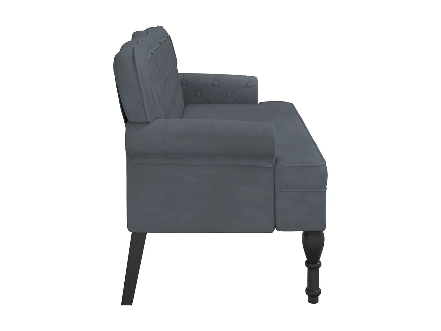 Banco com encosto cinza escuro 119,5x64,5x75 cm veludo