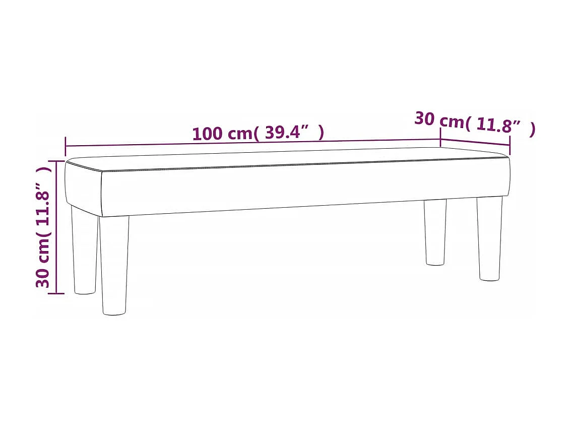 Banc Bleu foncé 100x30x30 cm Velours