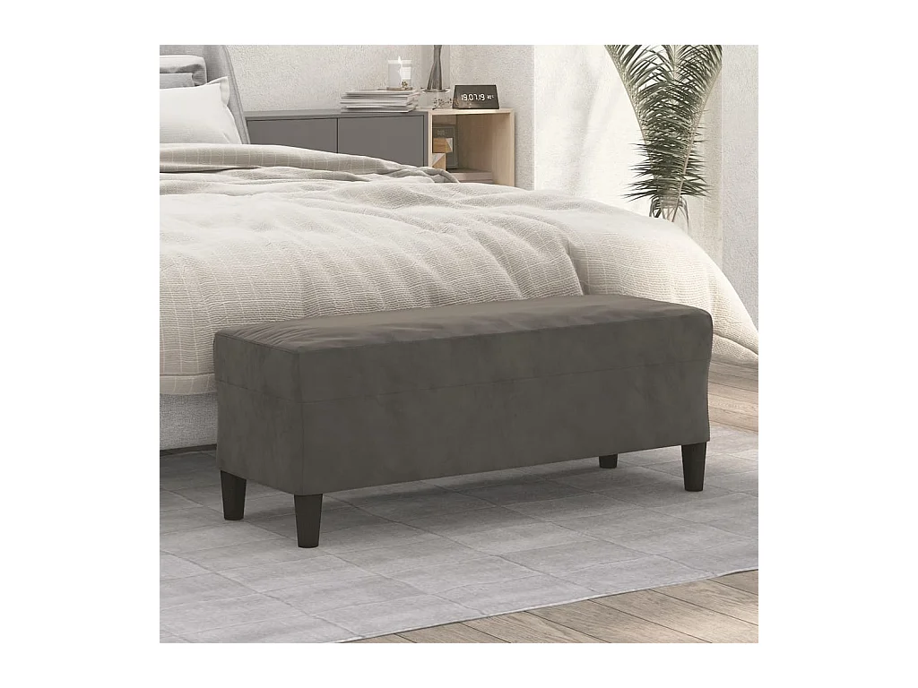 Dunkelgraue Bank 100x35x41 cm Samt