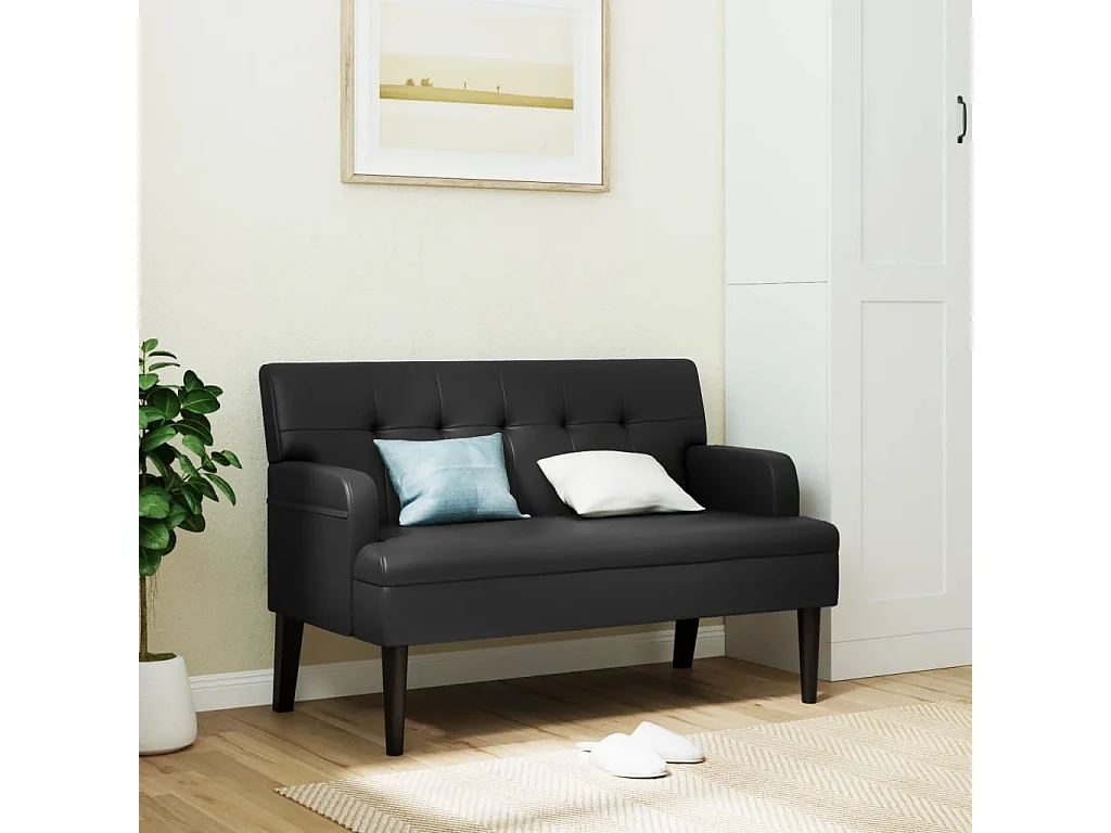 Banc avec dossier noir 112x65,5x75 cm similicuir