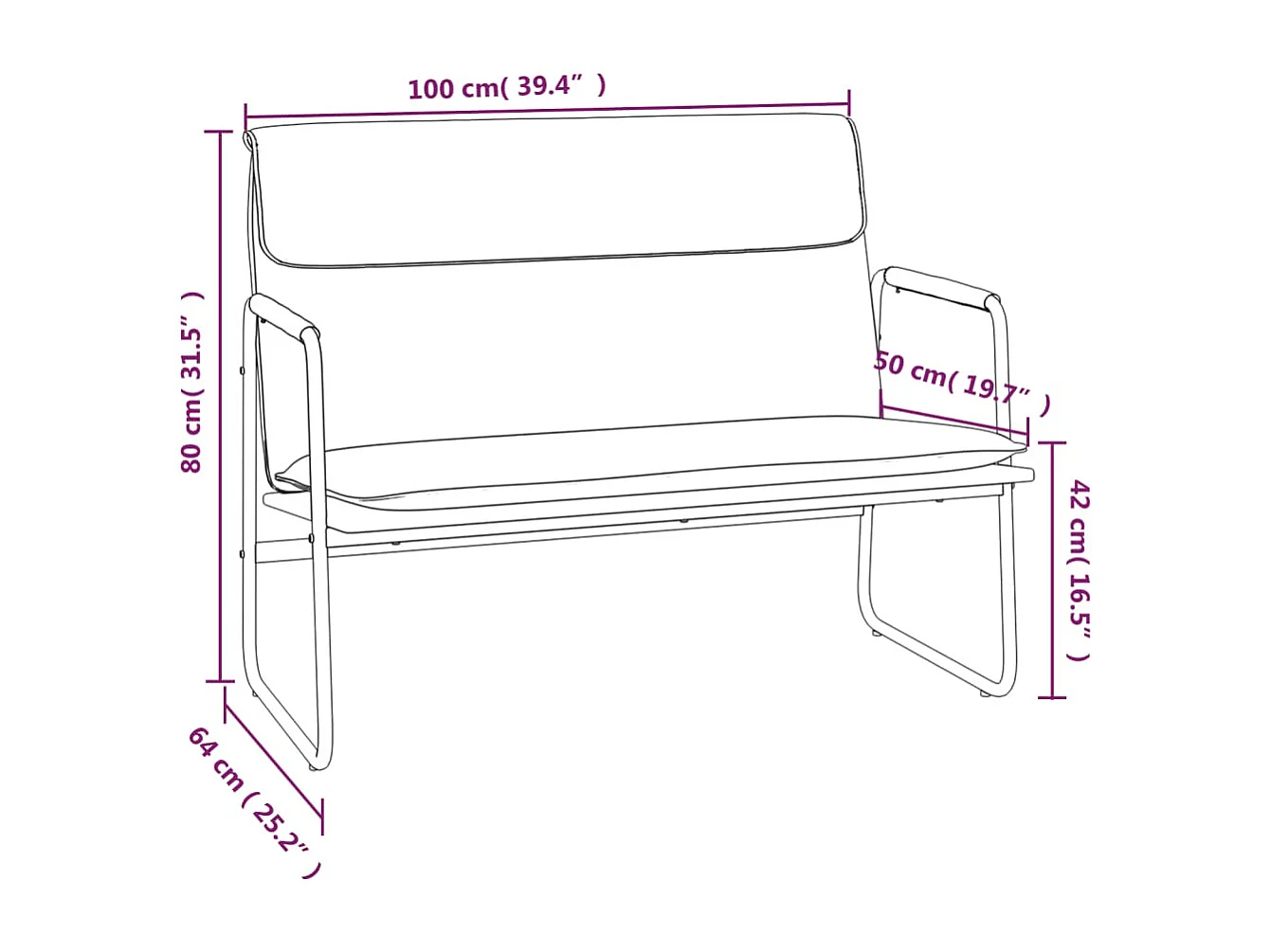 Panca Cappuccino 100x64x80 cm Similpelle