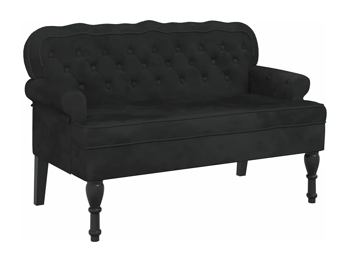 Banc avec dossier noir 119,5x64,5x75 cm velours