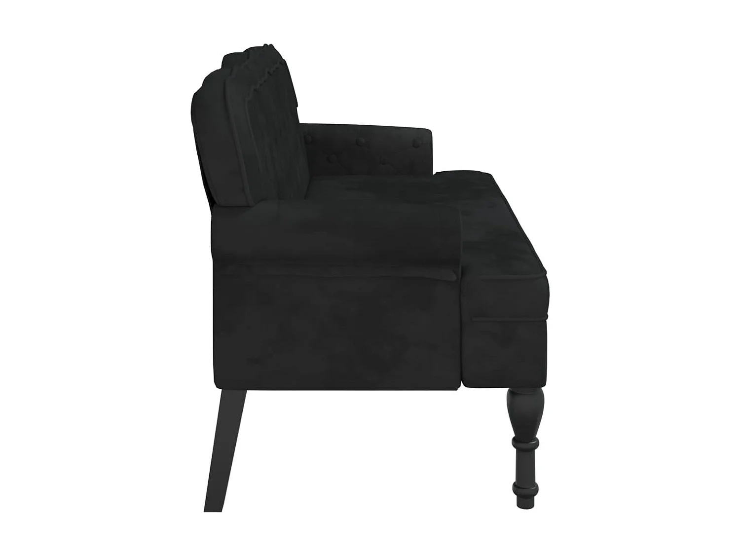 Banc avec dossier noir 119,5x64,5x75 cm velours
