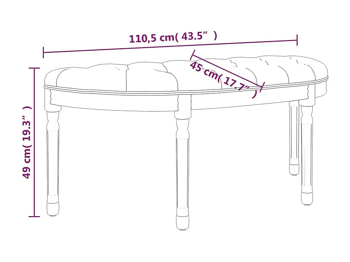 Rosa Bank 110,5x45x49 cm Samt