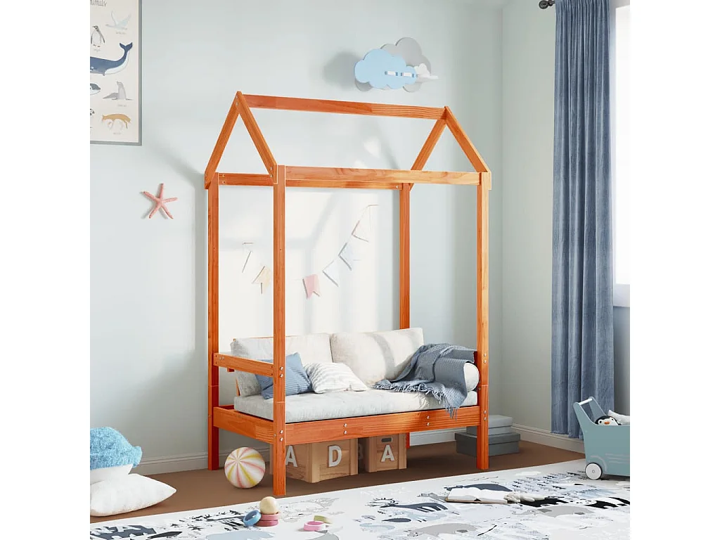 Banc avec toit cire marron 117,5x70x176,5 cm bois de pin massif