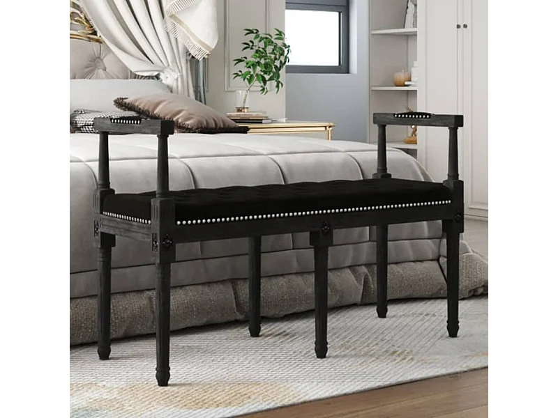 Panca Nera 110x40x70 cm Velluto