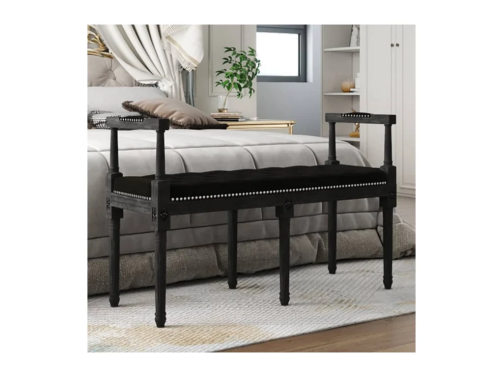 Banc Noir 110x40x70 cm Velours
