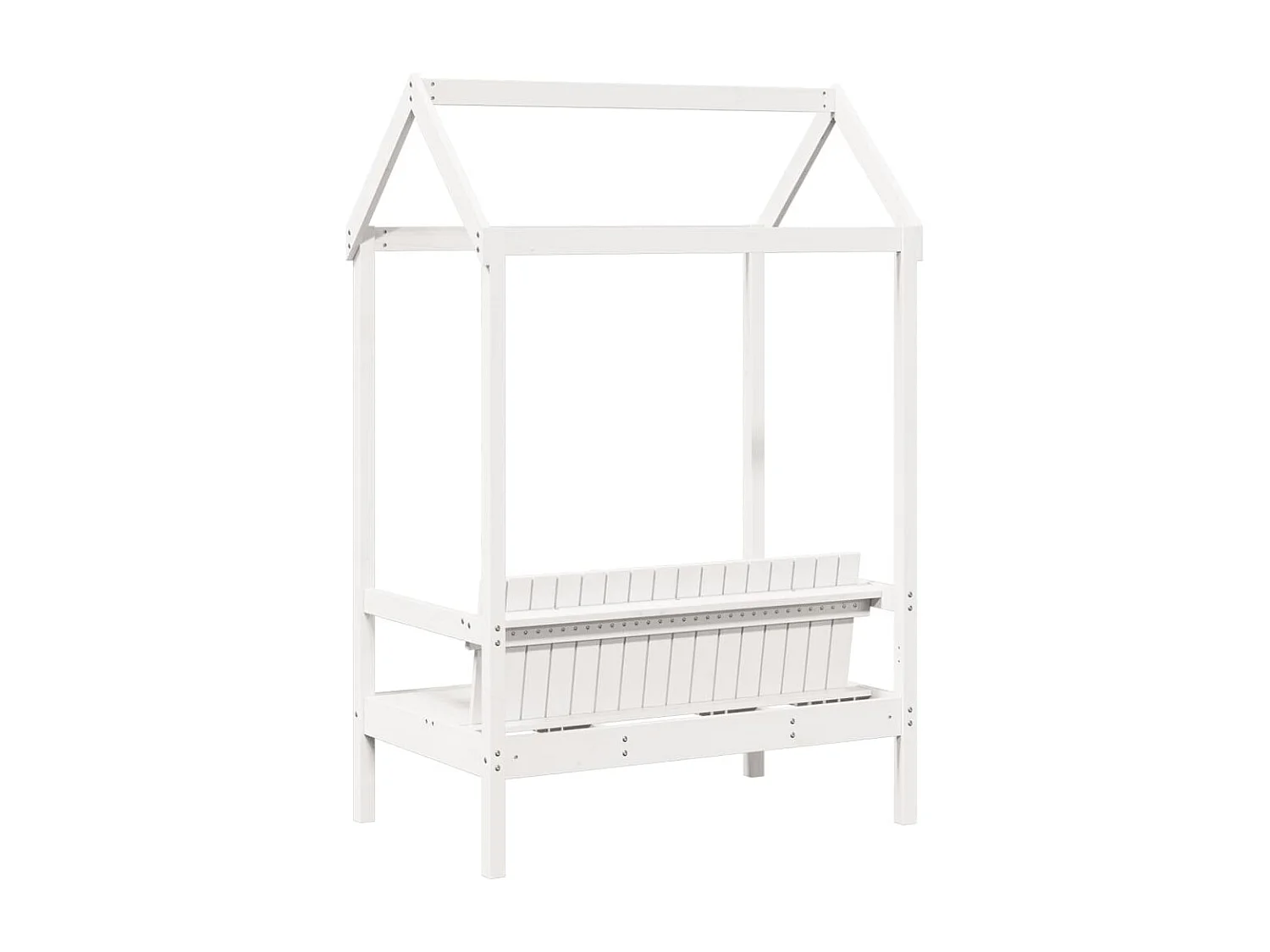 Banc avec toit blanc 117,5x70x176,5 cm bois de pin massif