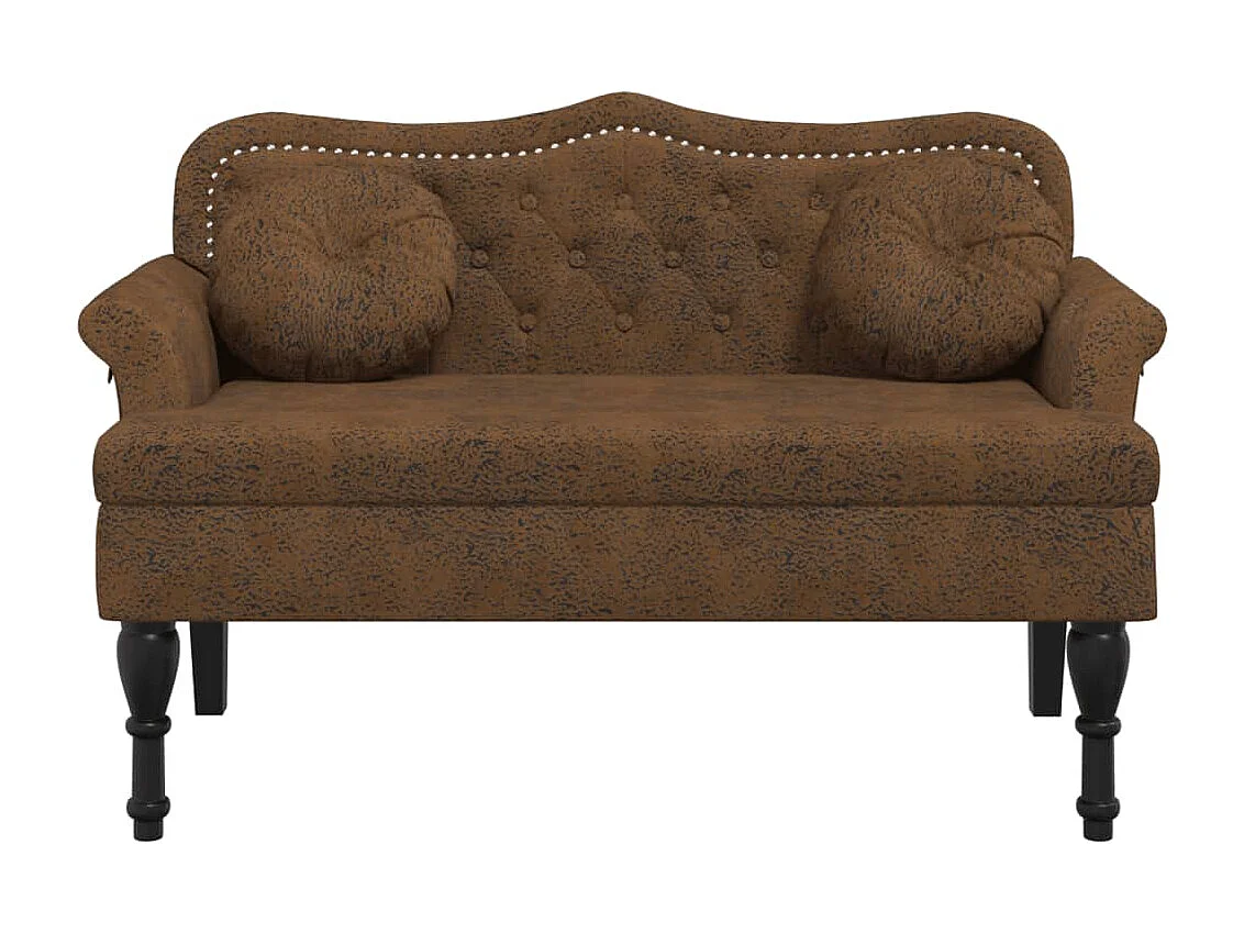 Panca con cuscini marroni 120,5x65x75 cm in similpelle scamosciata