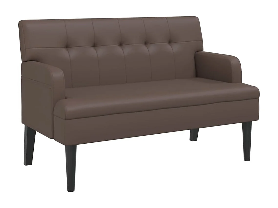 Panca con schienale marrone 112x65,5x75 cm in ecopelle