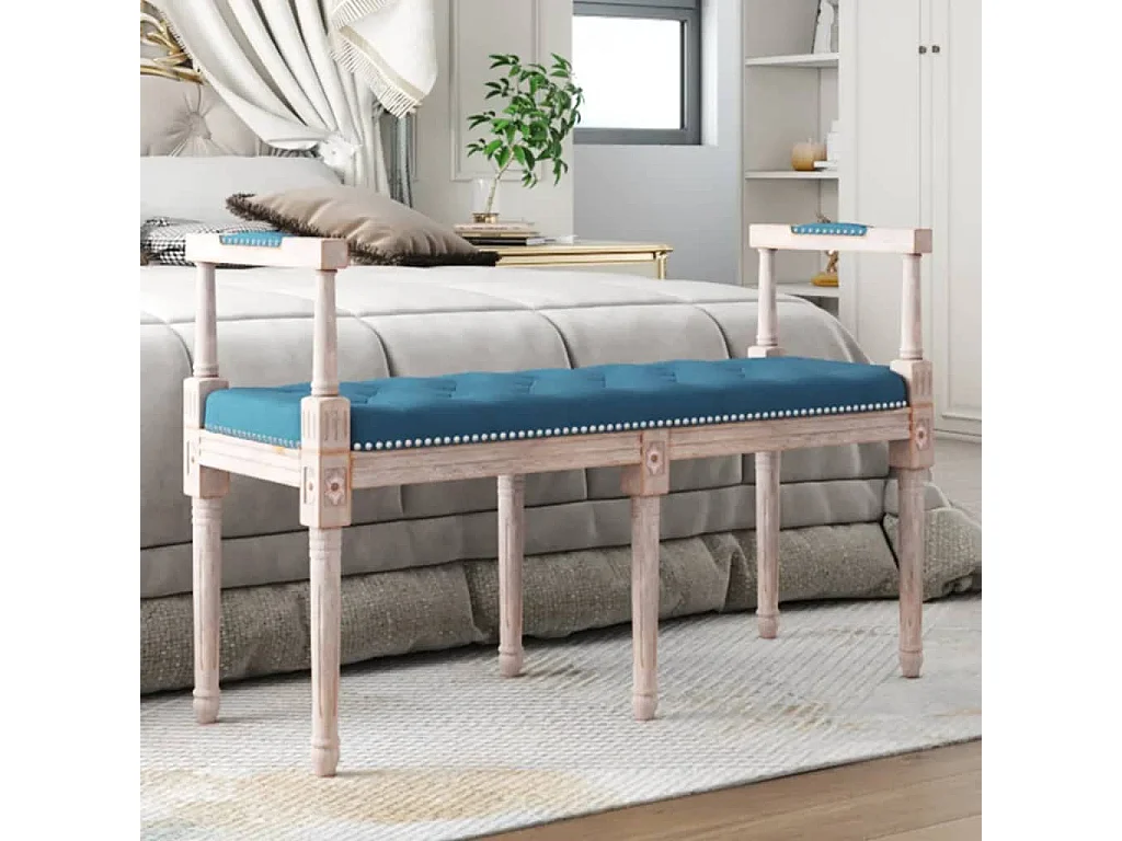 Banc Bleu 110x40x70 cm Velours