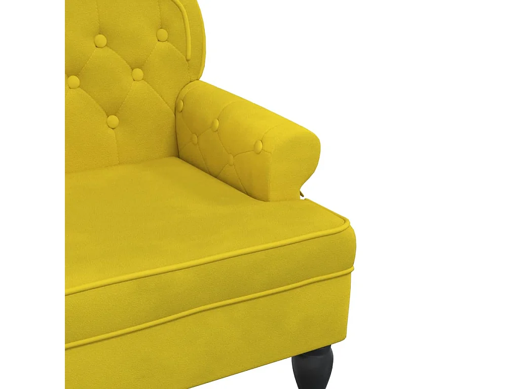 Banco com encosto amarelo 119,5x64,5x75 cm veludo