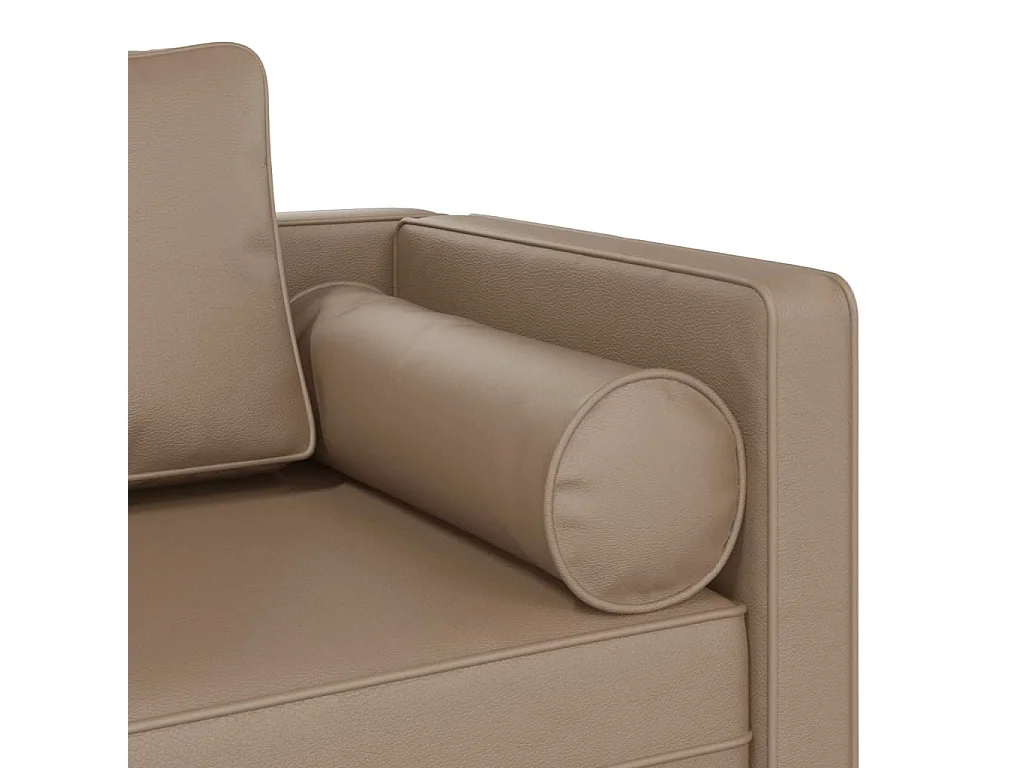 Chaise longue avec coussins cappuccino similicuir