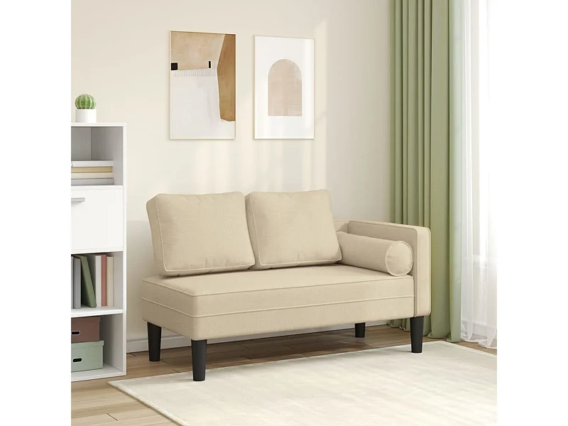 Chaise longue avec coussins crème tissu