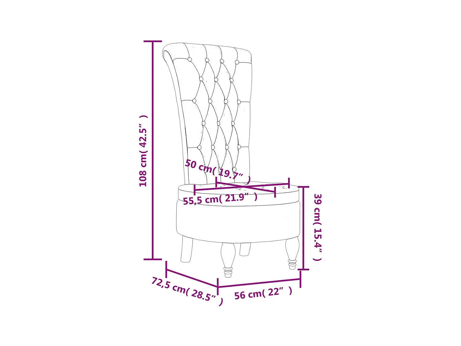 Silla con respaldo alto, diseño de botones de terciopelo gris oscuro