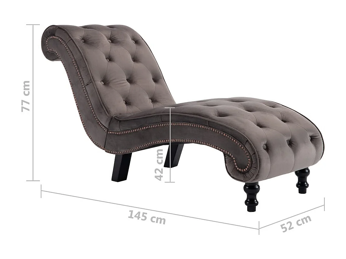 Chaise longue Velours Gris