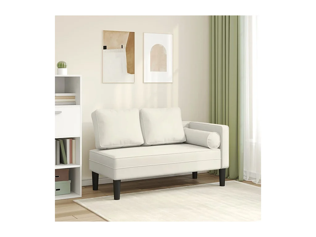 Chaise longue avec coussins crème velours