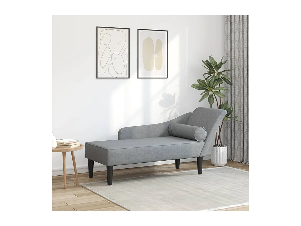 Chaise longue avec coussins gris clair tissu