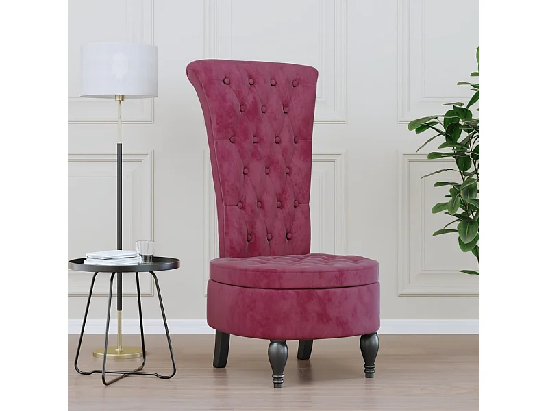 Chaise à dossier haut rouge bordeaux conception de bouton