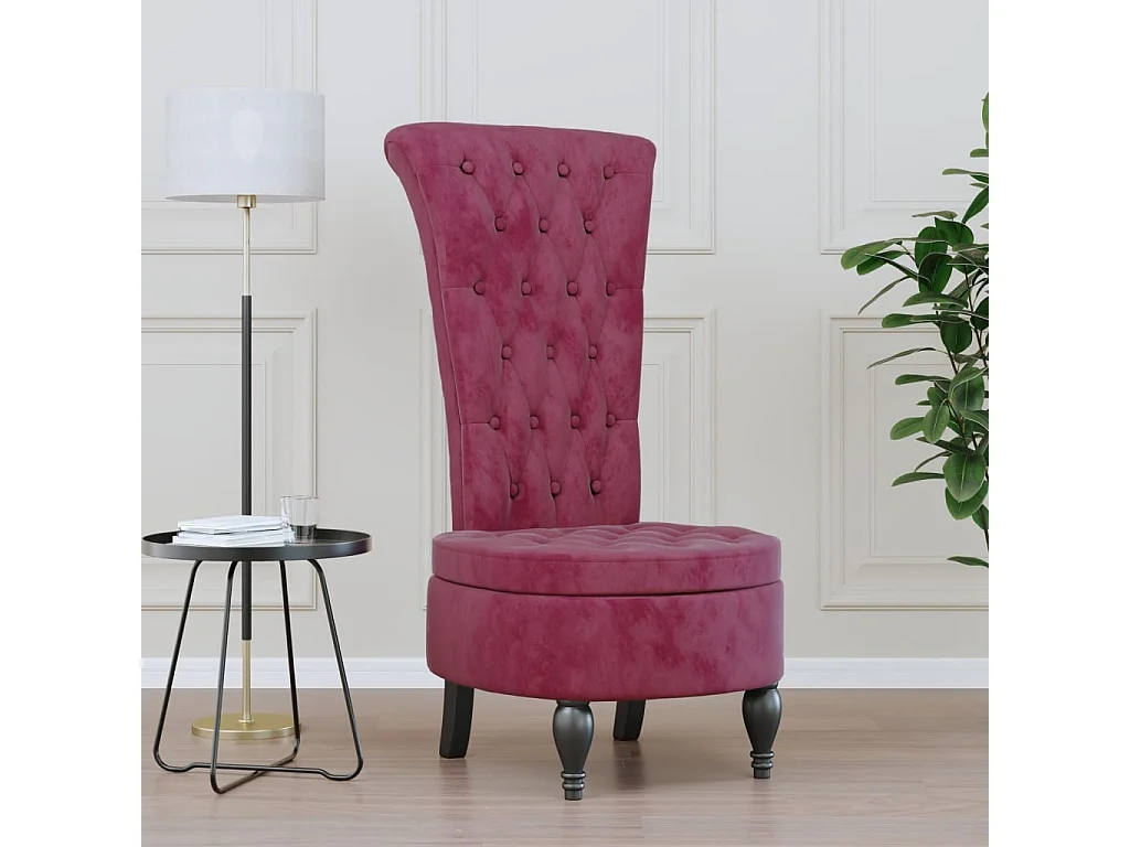 Design de botão de cadeira com encosto alto vermelho Borgonha