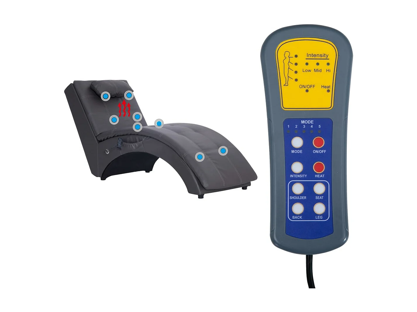 Poltrona massaggiante con cuscino Ecopelle grigia