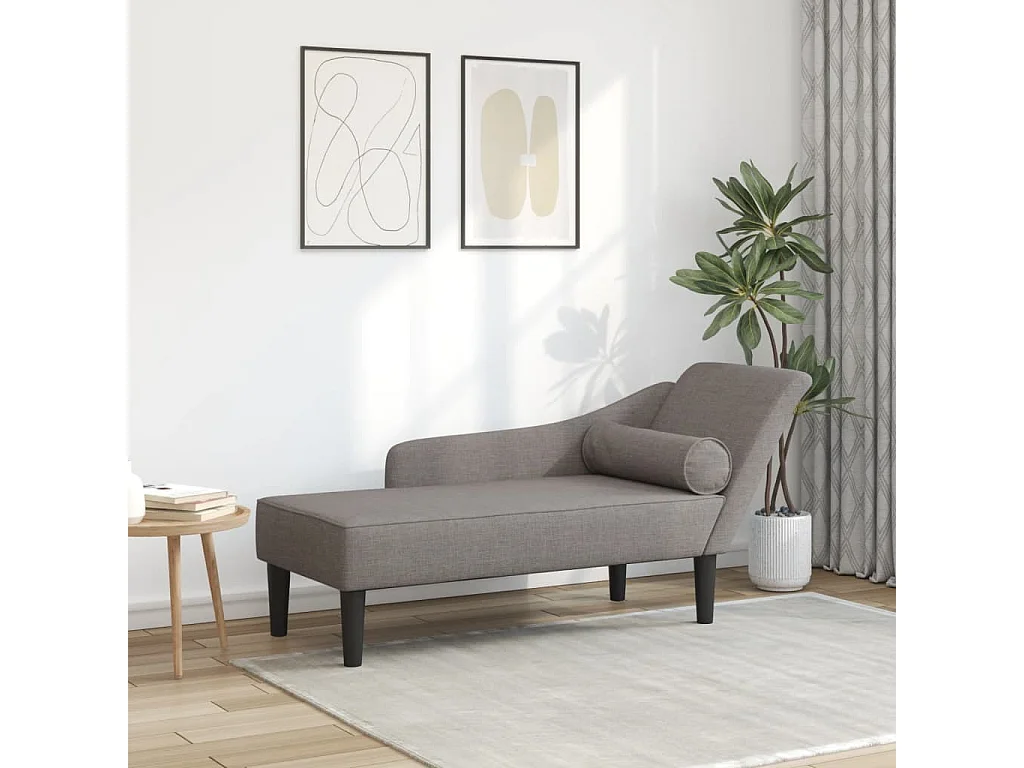 Chaise longue met kussens van taupestof