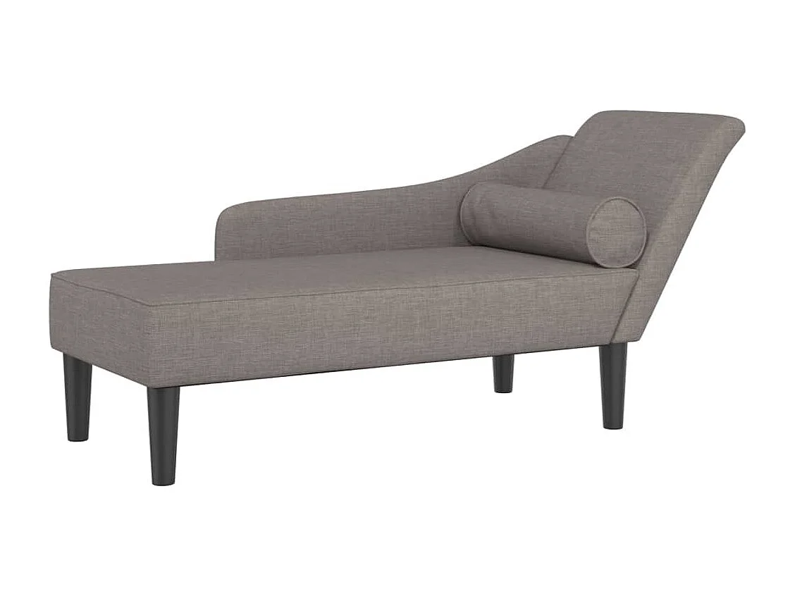 Chaise longue met kussens van taupestof