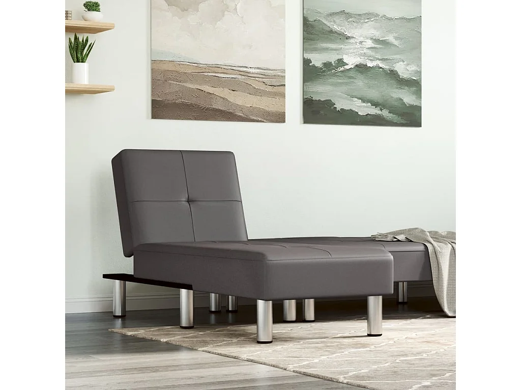 Chaise longue gris similicuir