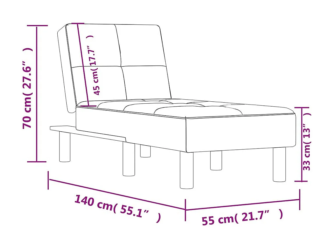 Chaise longue gris similicuir