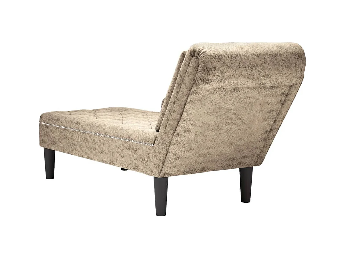 Poltrona lunga e cuscino/bracciolo destro in ecopelle grigio chiaro