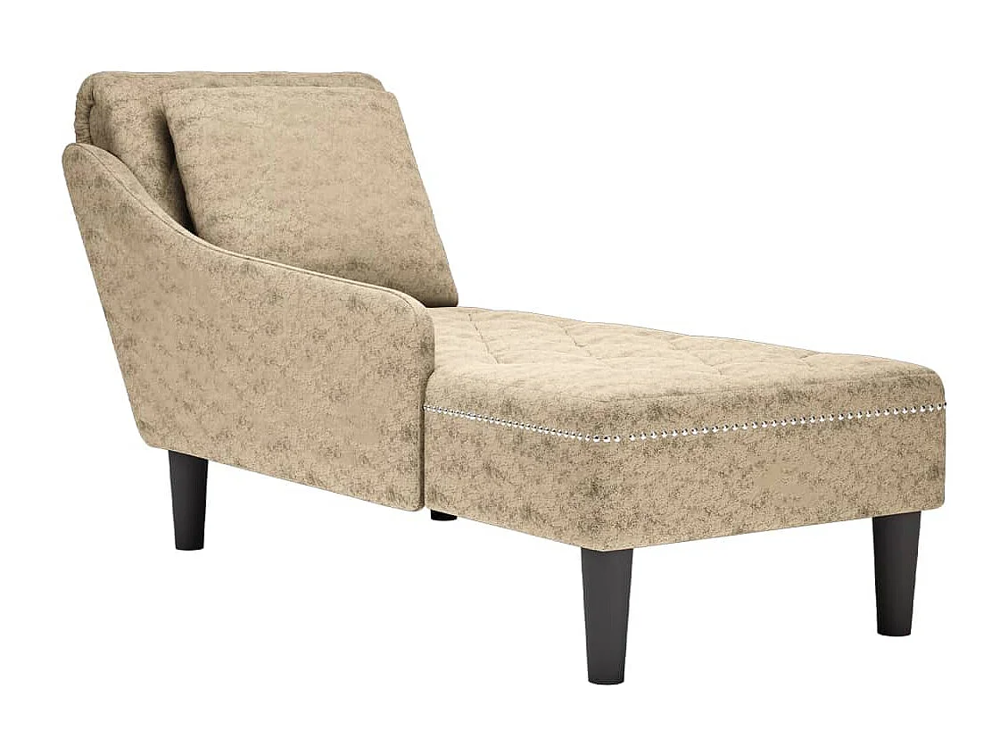 Fauteuil long et coussin/accoudoir droit gris clair simili cuir