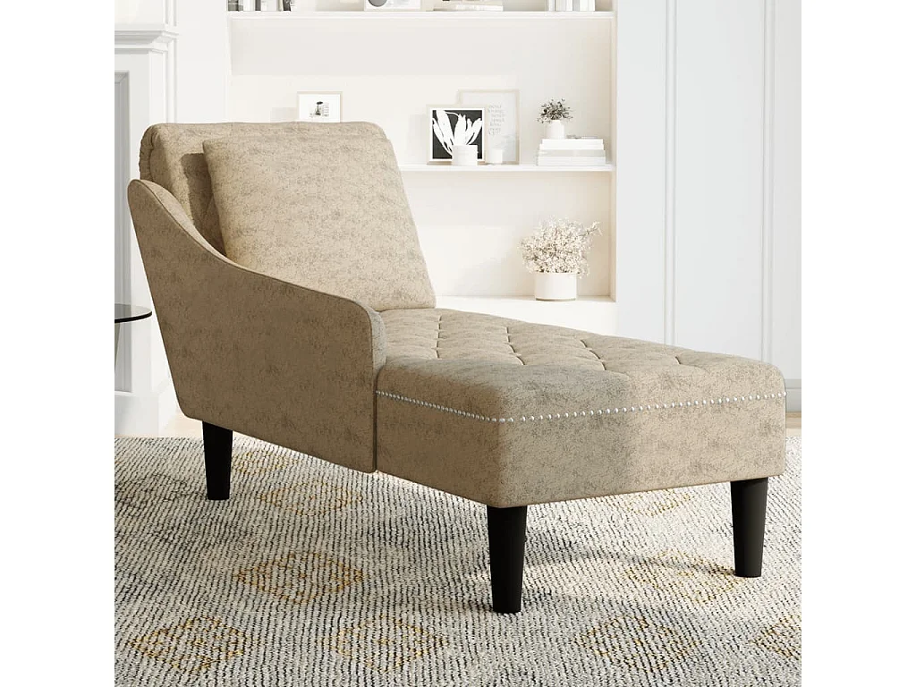 Fauteuil long et coussin/accoudoir droit gris clair simili cuir