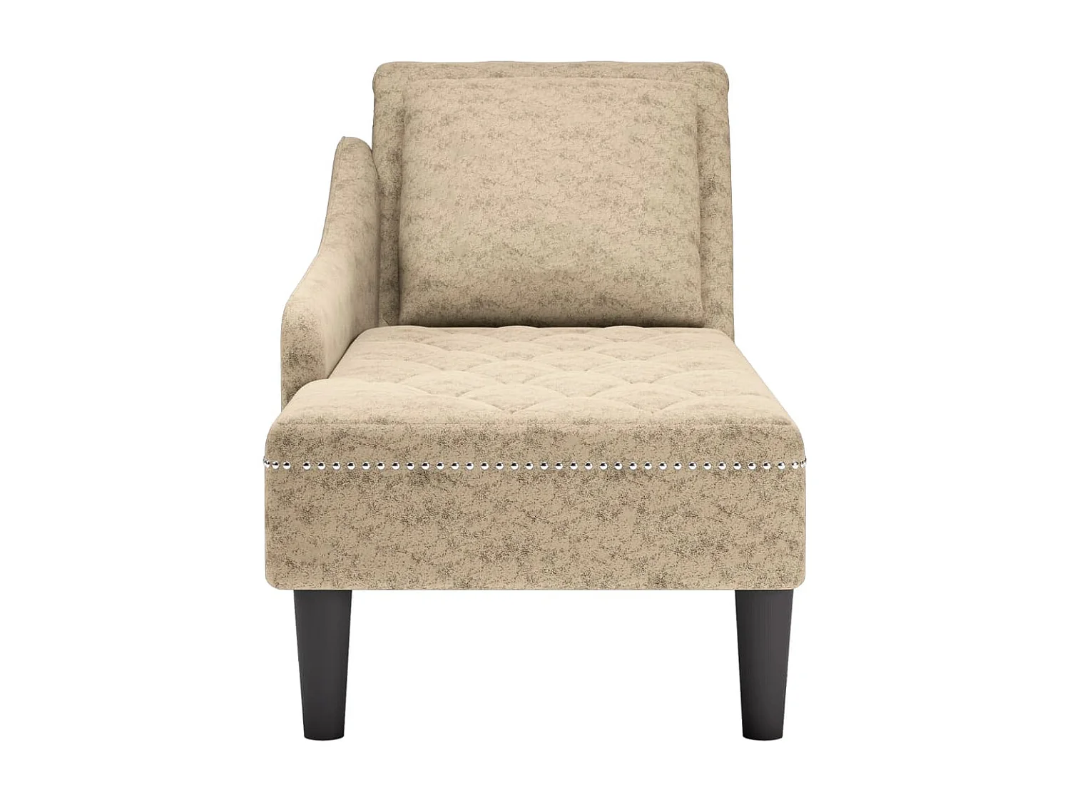 Fauteuil long et coussin/accoudoir droit gris clair simili cuir