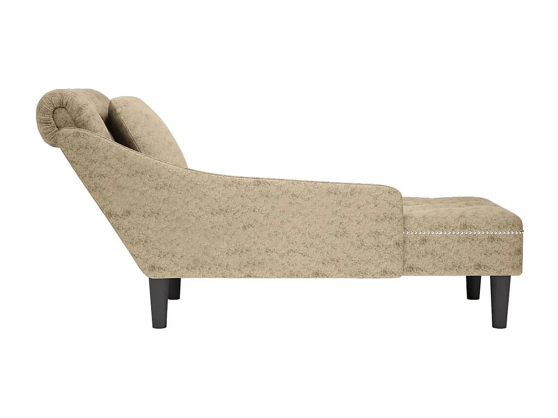 Fauteuil long et coussin/accoudoir droit gris clair simili cuir