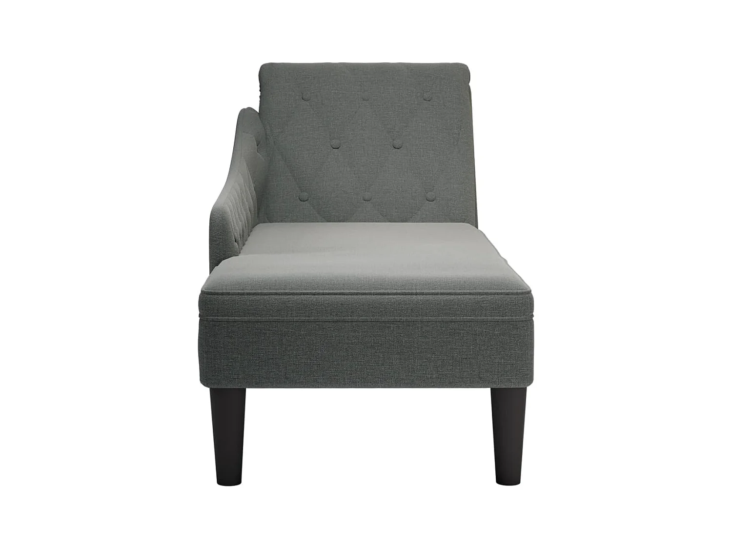 Fauteuil long avec coussin et accoudoir droit gris foncé tissu