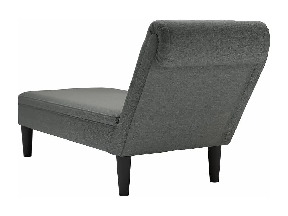 Fauteuil long avec coussin et accoudoir droit gris foncé tissu