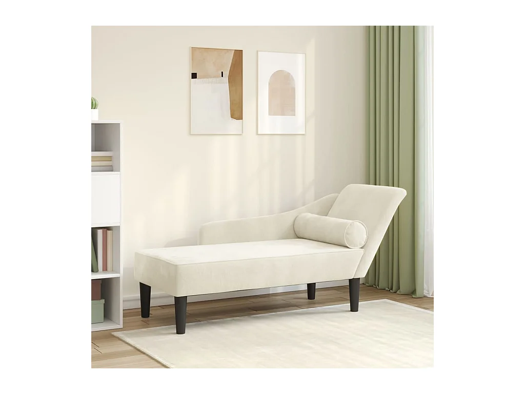 Poltrona lounge con cuscini in velluto color crema
