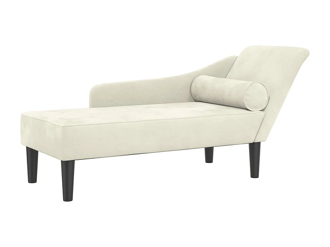 Espreguiçadeira com almofadas de veludo creme