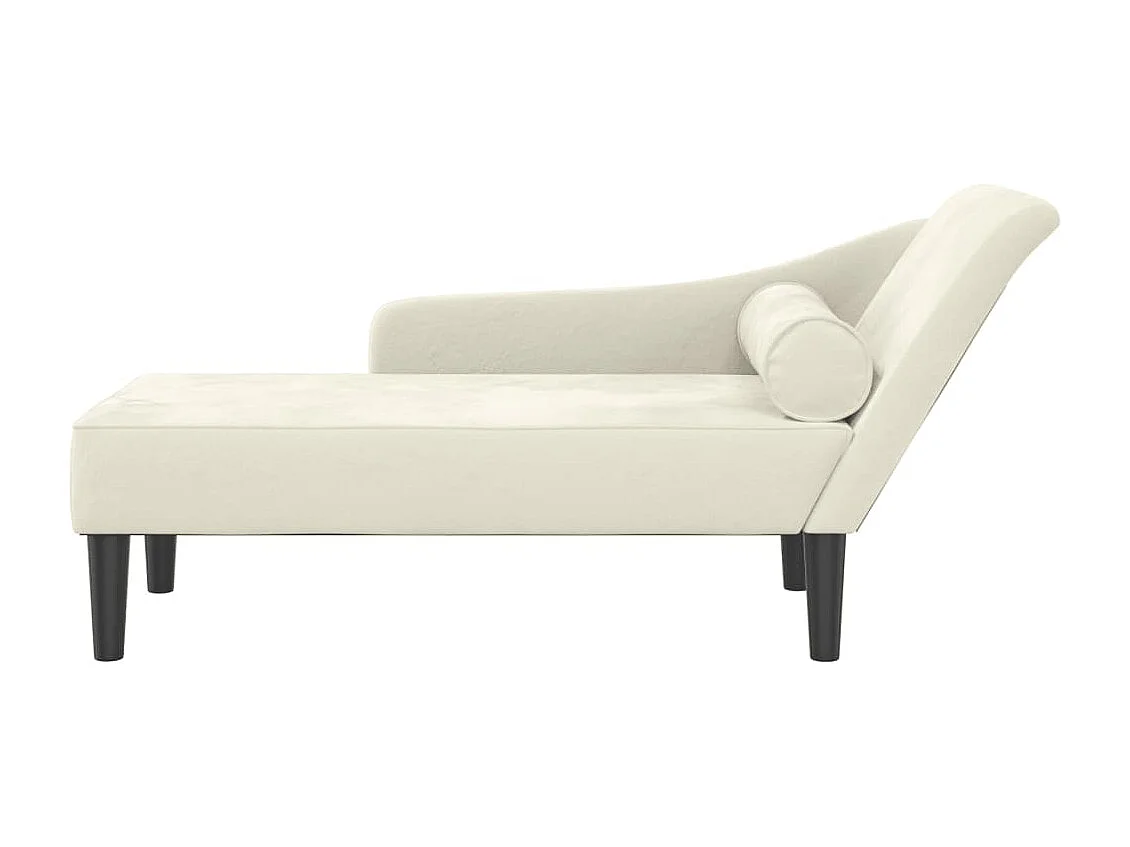 Espreguiçadeira com almofadas de veludo creme