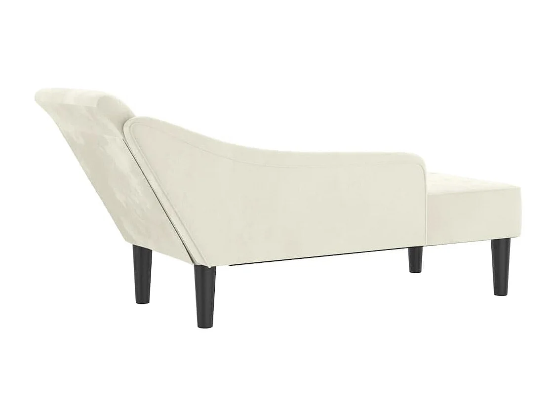 Espreguiçadeira com almofadas de veludo creme