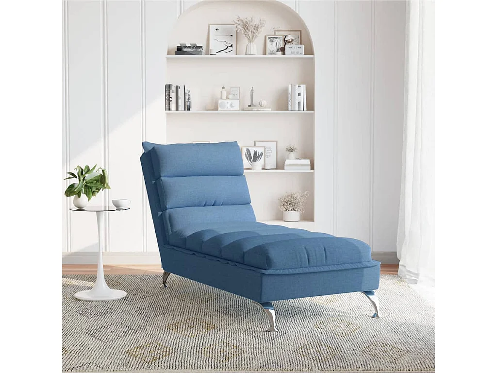 Poltrona lounge con cuscini in tessuto blu