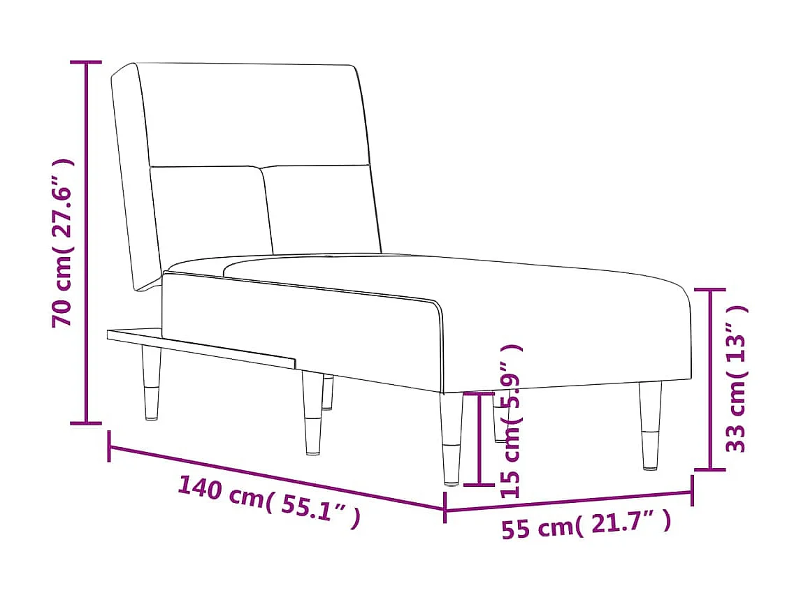 Chaise longue gris foncé velours