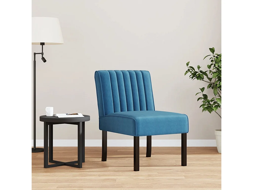 Fauteuil sans accoudoirs bleu velours