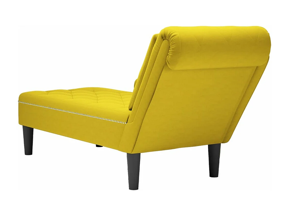 Poltrona lunga con cuscino e bracciolo destro in velluto giallo