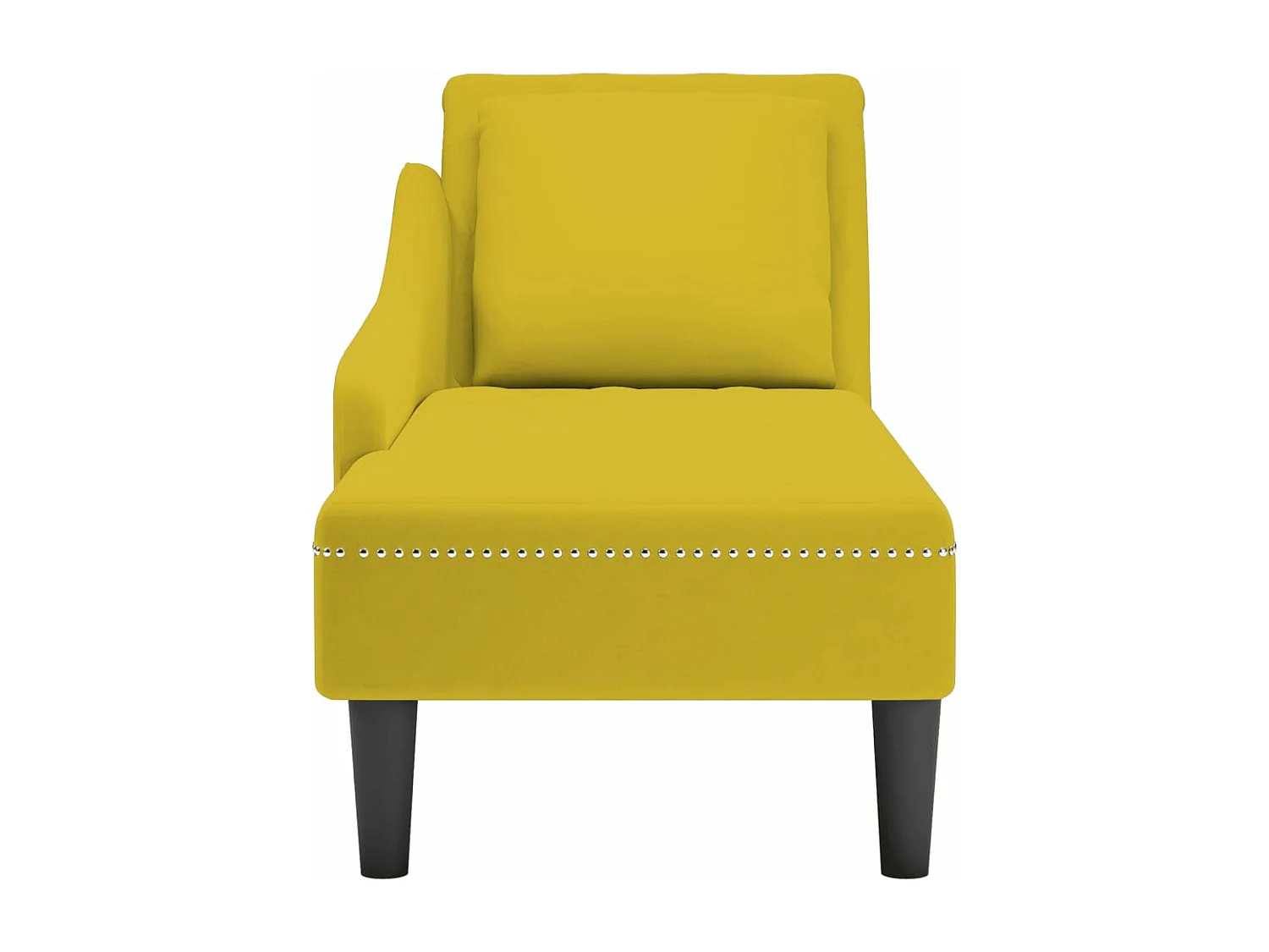 Poltrona lunga con cuscino e bracciolo destro in velluto giallo