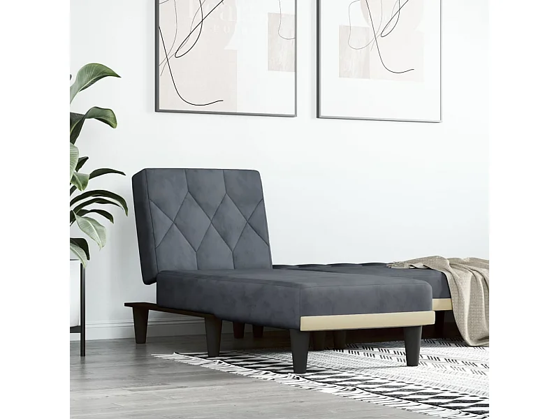 Chaise longue gris foncé velours