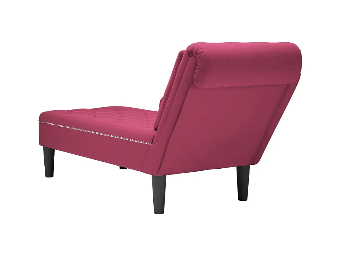 Sillón largo con cojín y reposabrazos derecho rojo burdeos